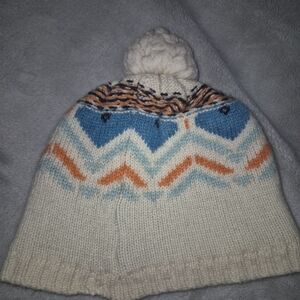 Kari Traa Kids Knit Beanie - Cream, Blue, and Orange